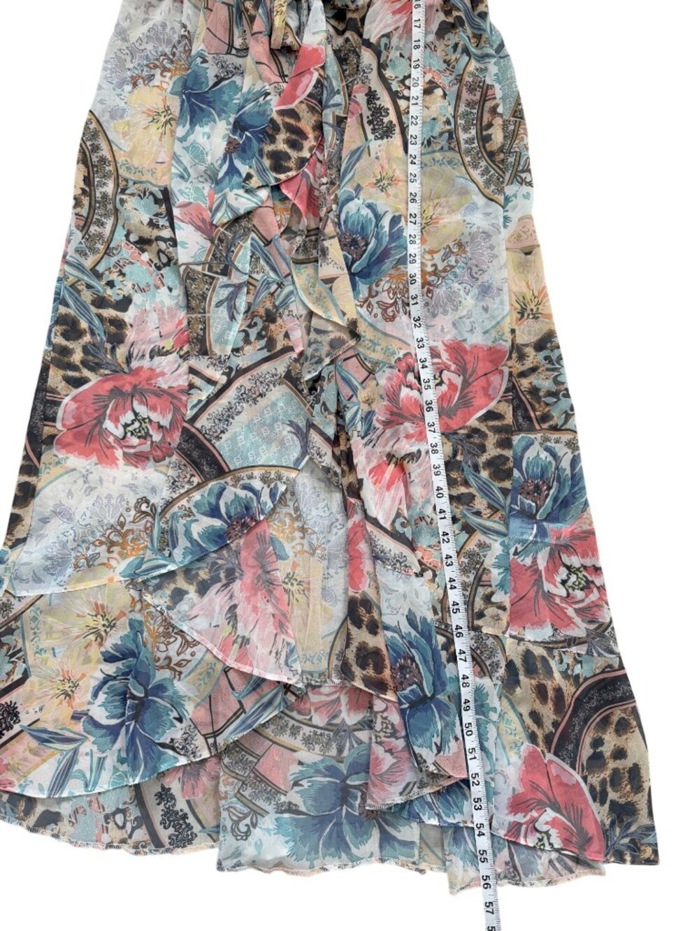 Venus Womens Size L Cover-Up Maxi Dress Sheer Floral With Tie Waist Flowy NEW - Picture 6 of 8